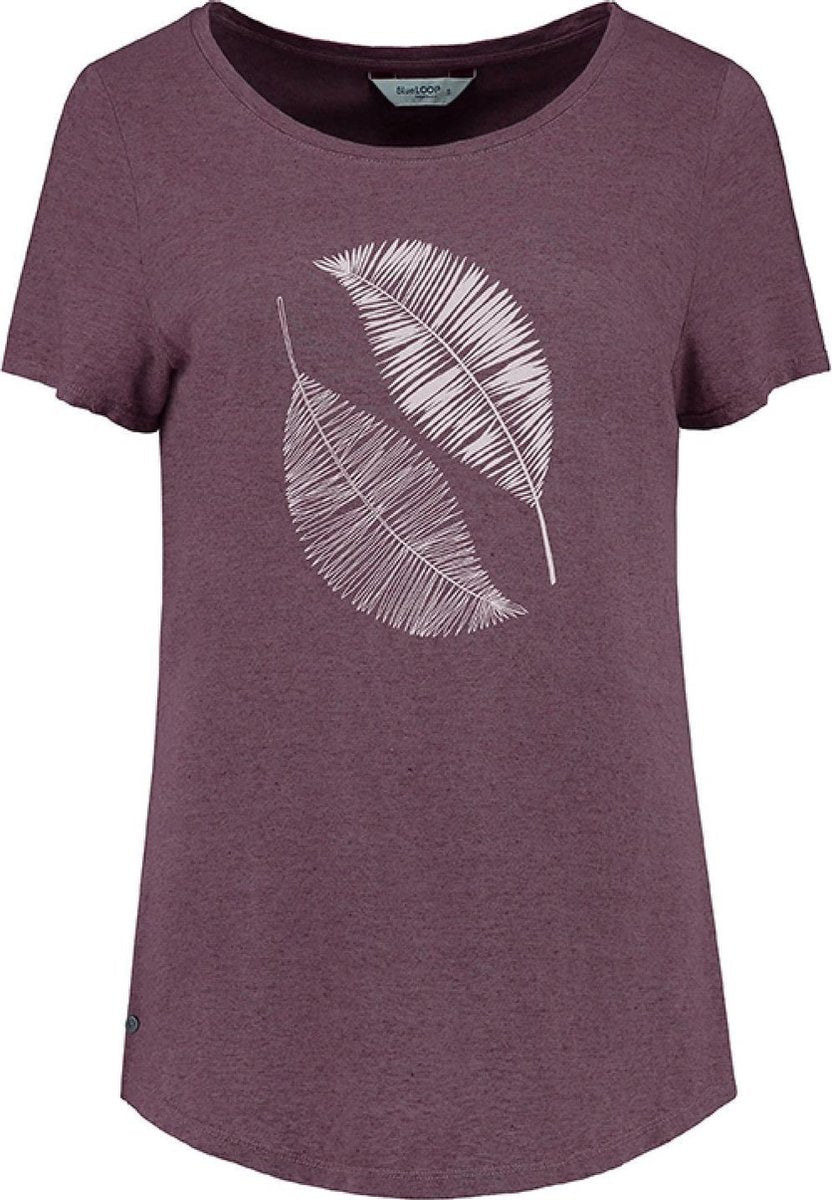 Blueloop Originals T-shirt Pure Scribble Leaves Dames Paars Mt M