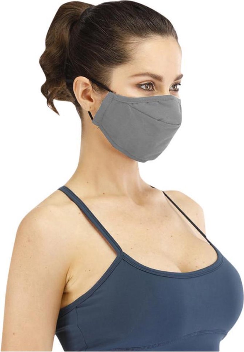 Mondkapje 1 stuk Herbruikbaar gezichtsmasker wasbaar en verstelbaar gezichtsmasker - Unisex (grijs)