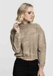 Urban Classics Crop Sweater/Trui -S- Camo Turtleneck Crew Beige
