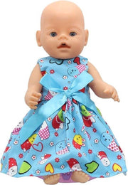 Dolldreams - Poppenkleding: Blauw jurkje met strik geschikt voor babypop zoals Baby Born - Met Molang konijn