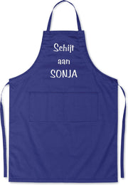 Mijncadeautje - Luxe schort - Schijt aan Sonja - blauw