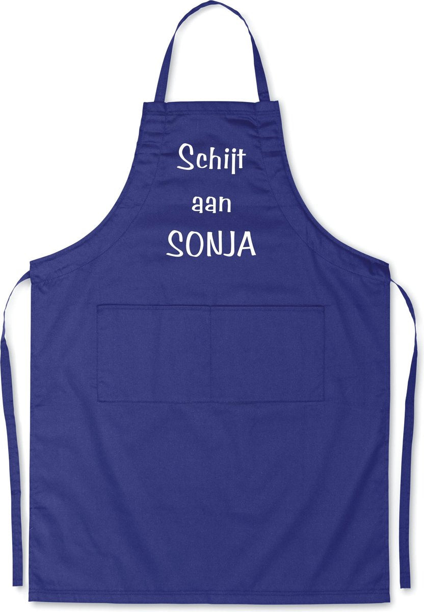 Mijncadeautje - Luxe schort - Schijt aan Sonja - blauw