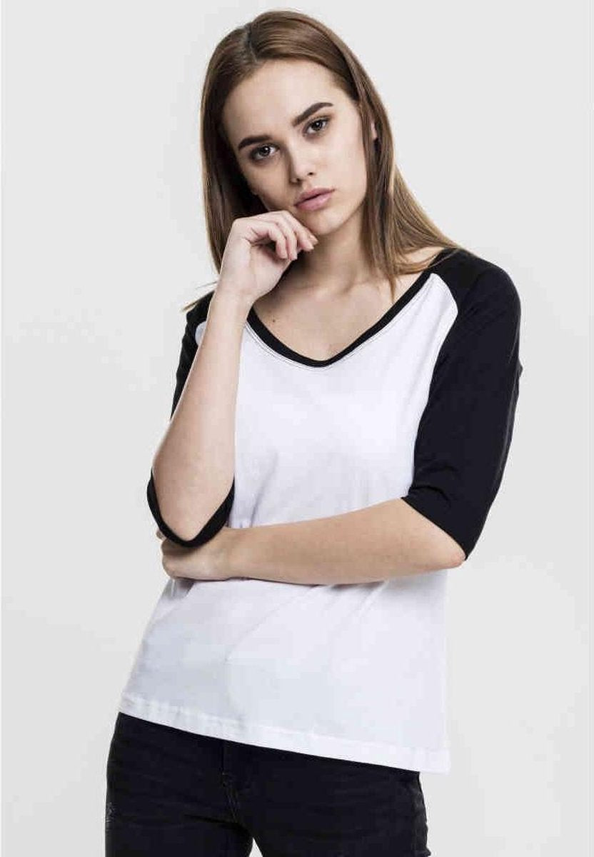 Urban Classics Raglan top -S- 3/4 Contrast Wit/Zwart