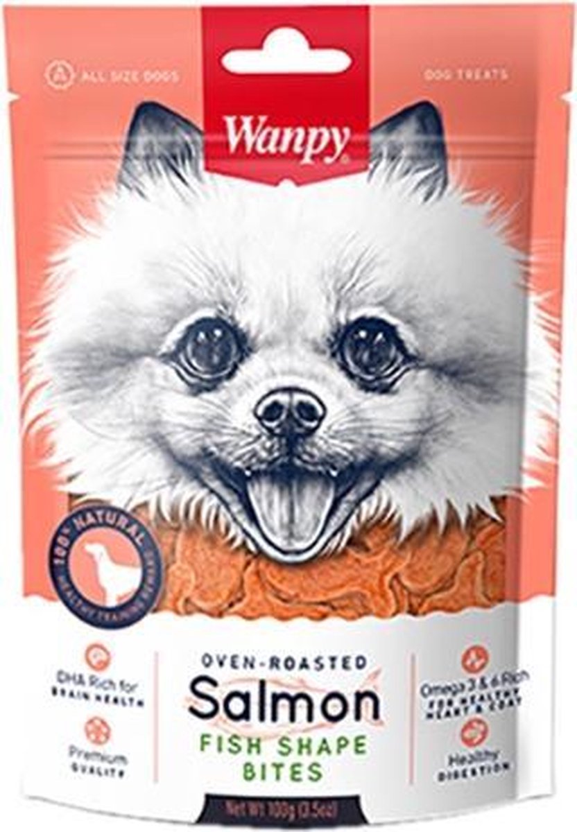 Wanpy oven-roasted salmon fish shape bites - 100 gr - 1 stuks