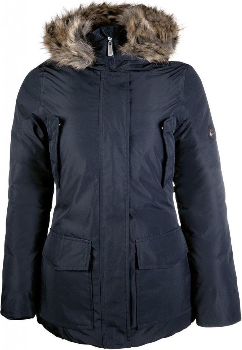 Winterjas Classic Donkerblauw (waterdicht) met afneembare bontkraag maat L