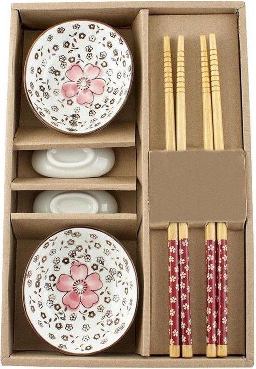 Winkrs | 2 persoons Japanse Sushi servies set (rood) met eetstokjes
