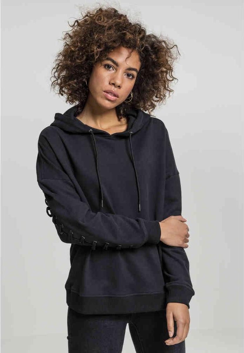 Urban Classics Hoodie/trui -M- Laced-Up Zwart