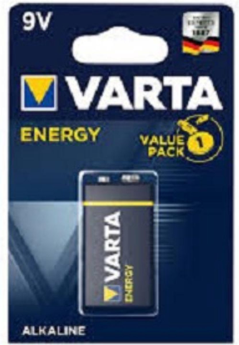 Varta ENERGY batterij 9V. Alkaline. per stuk. (hangverpakking)