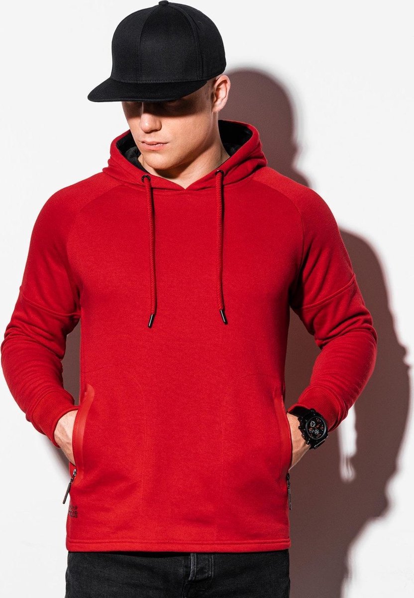 Heren - Hoodie - Effen - B1080-4 - Rood