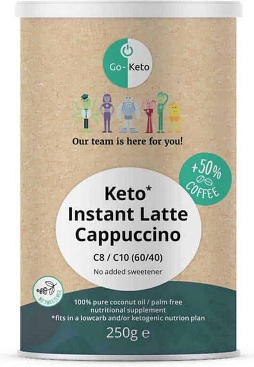 Go-Keto Instant latte cappucino gezoet 250 gram