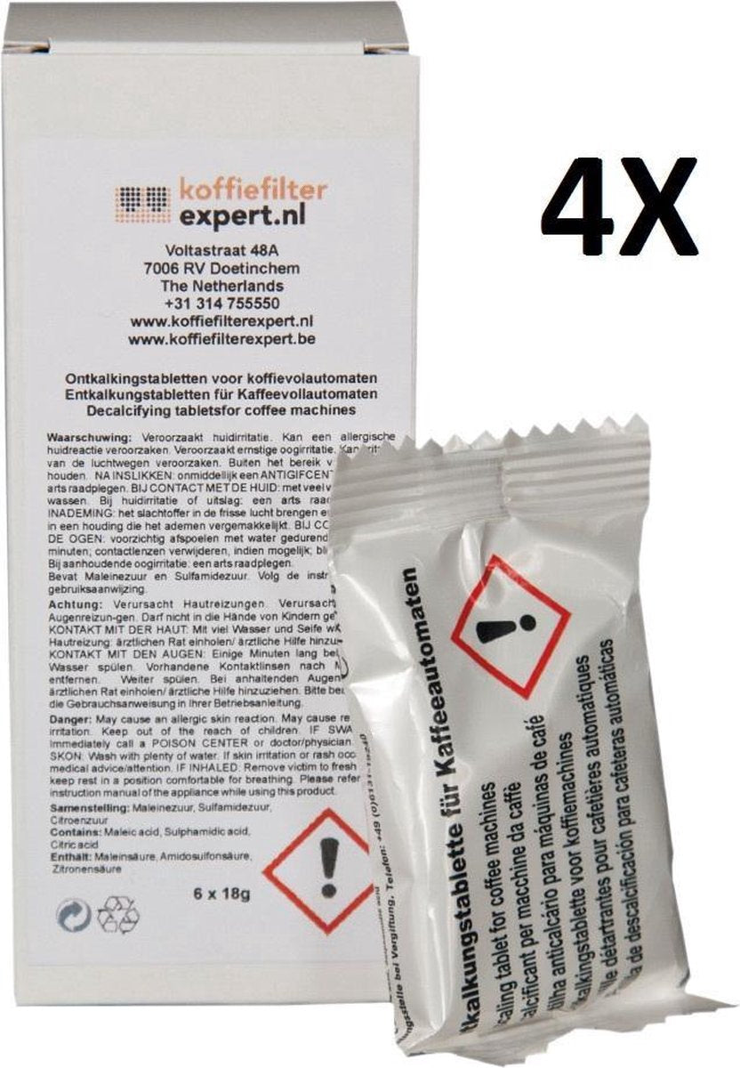 4X Icepure Ontkalkingstabletten (24st) voor espresso- en koffiemachines voor o.a. Bosch/Siemens 311556 / Tassimo TCZ6004  / Jura 61848 / Jura 70751