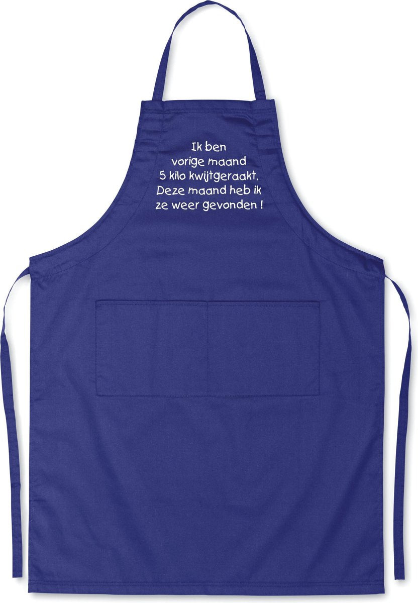 Mijncadeautje - Luxe schort - Ik ben 5 kilo kwijtgeraakt - blauw