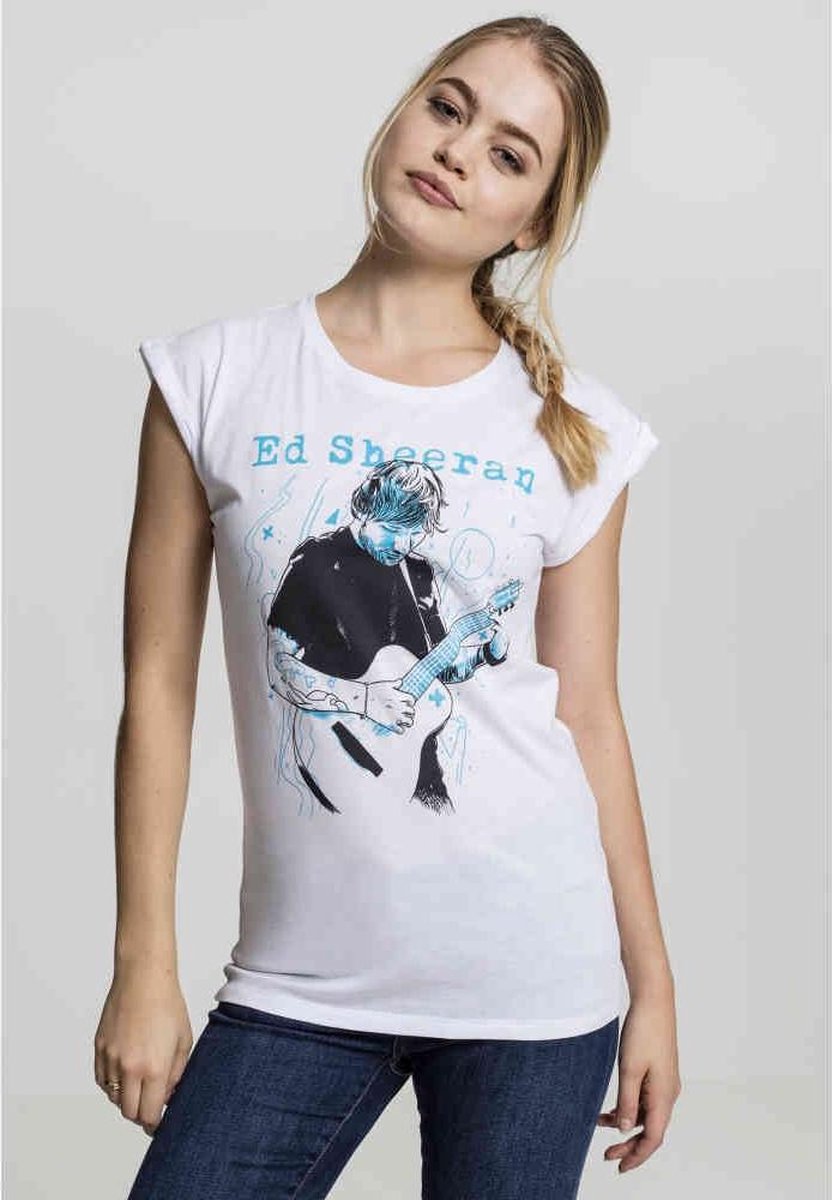 Urban Classics Ed Sheeran Dames Tshirt -S- Ed Sheeran Guitar Wit