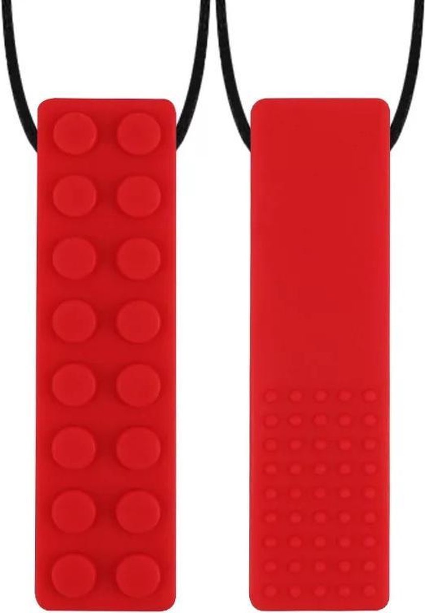 Bijtketting/Kauwketting- Legoblokje-Rood-ADHD-Autisme