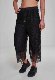 Urban Classics Driekwartbroek -M- Laces culotte Kant Zwart