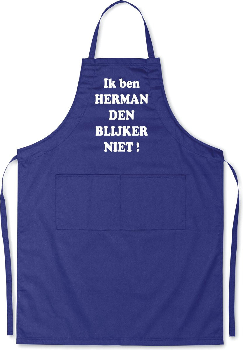 Mijncadeautje - Luxe schort - Ik ben Herman den blijker niet - blauw