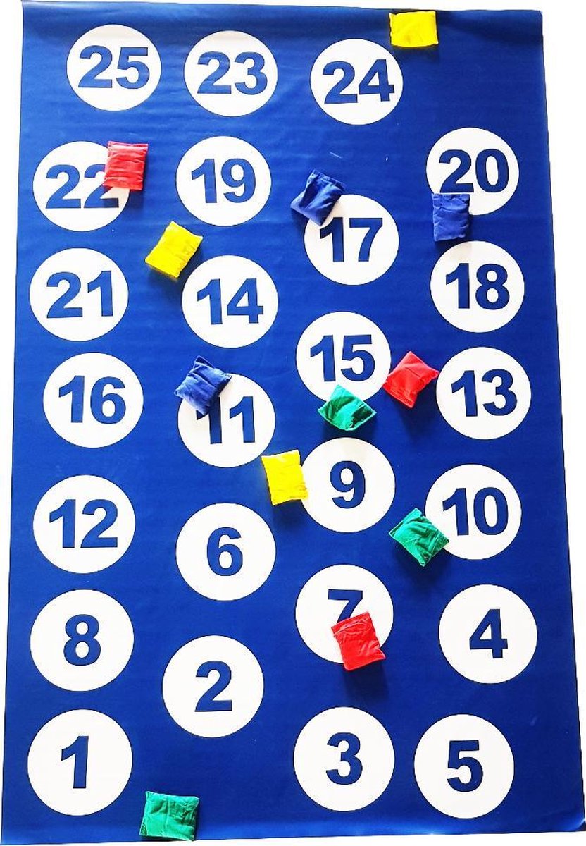 Werpspel Kinderen XL - incl. 12 Pittenzakken - Spelend Leren -  Cijfers 1 t/m 25