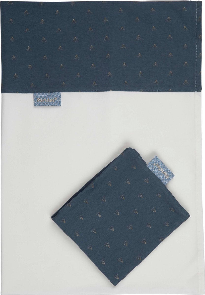 Pericles Wieglaken En Sloop 75x110 Cm Katoen Wit/donkerblauw