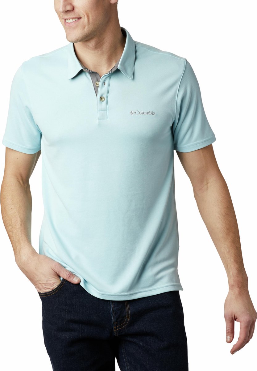 Columbia Outdoorshirt Nelson Point Polo Heren - Sky Blue - Maat XXL