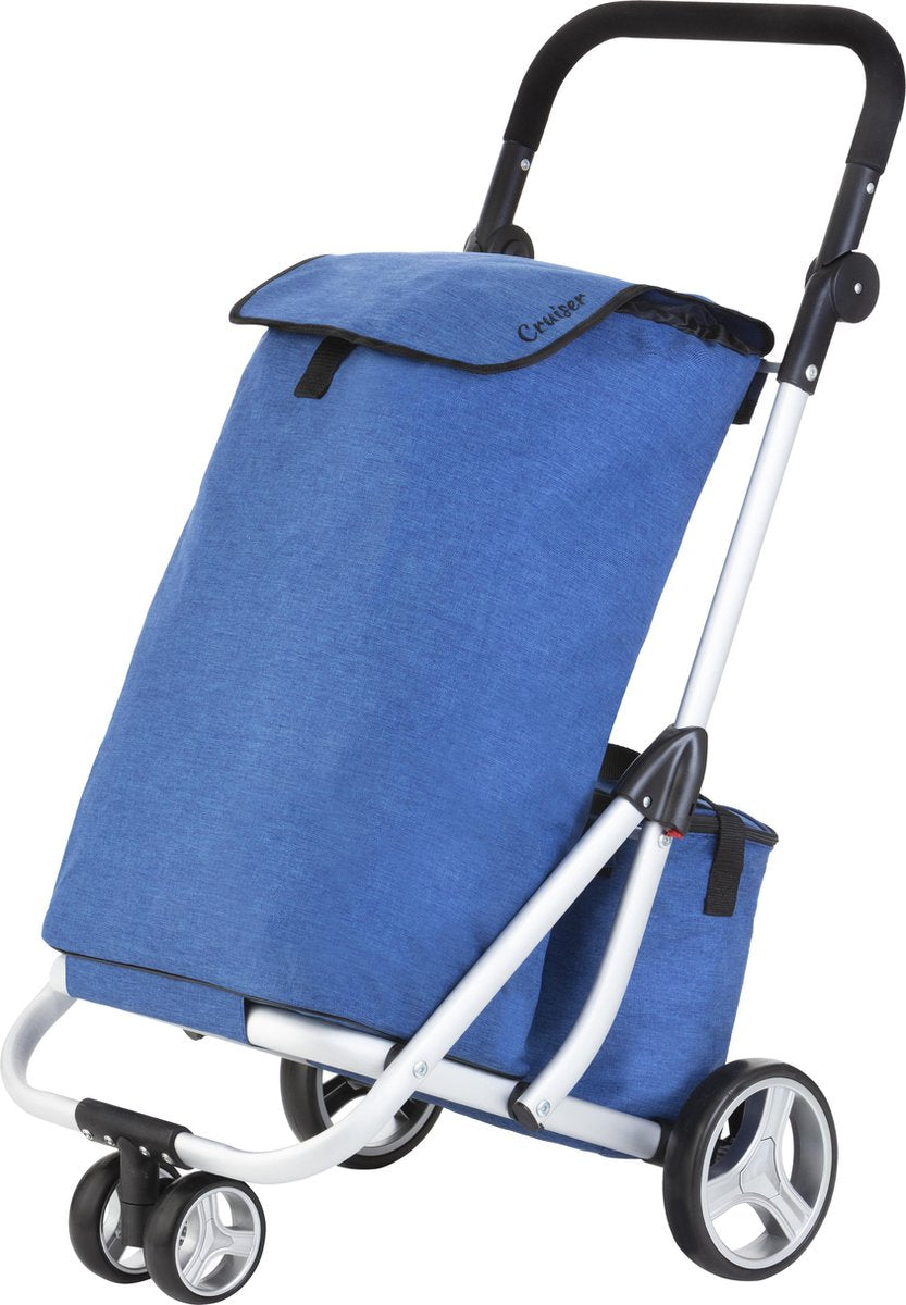 ShoppingCruiser® ‘3-Wheel’ Boodschappentrolley | Boodschappenwagen met koeltas |Afneembare boodschappentas | Waterafstotend | Rem | Blauw