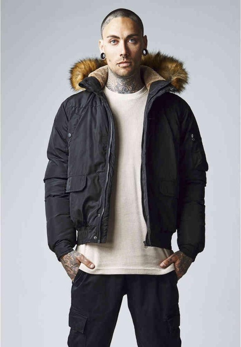 Urban Classics Bomber jacket -S- Hooded Heavy Zwart