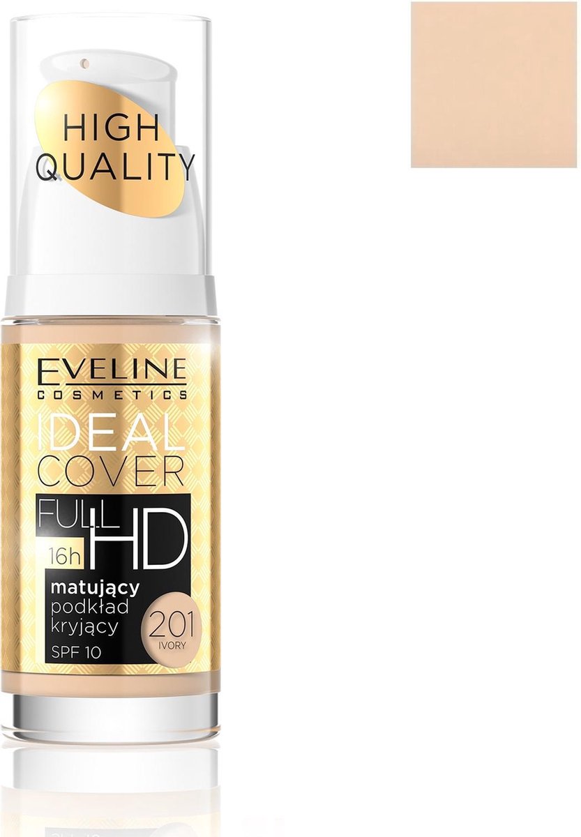 Eveline - Ideal Cover Full Hd Foundation Spf10 Mattifying Cover Primer 201 Ivory 30Ml