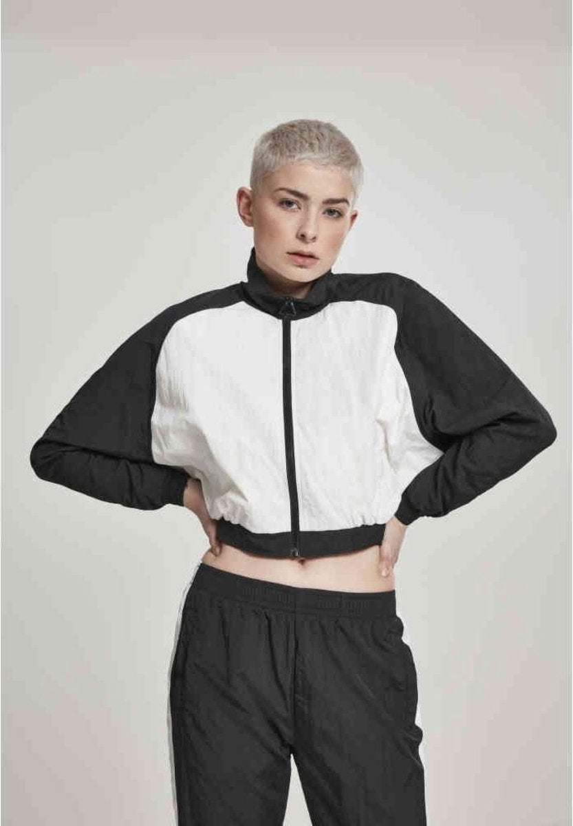 Urban Classics Jacket -S- Raglan Crinkle Batwing Zwart/Wit