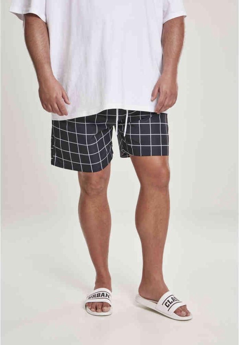 Urban Classics Zwemshorts -3XL- Check Zwart/Wit