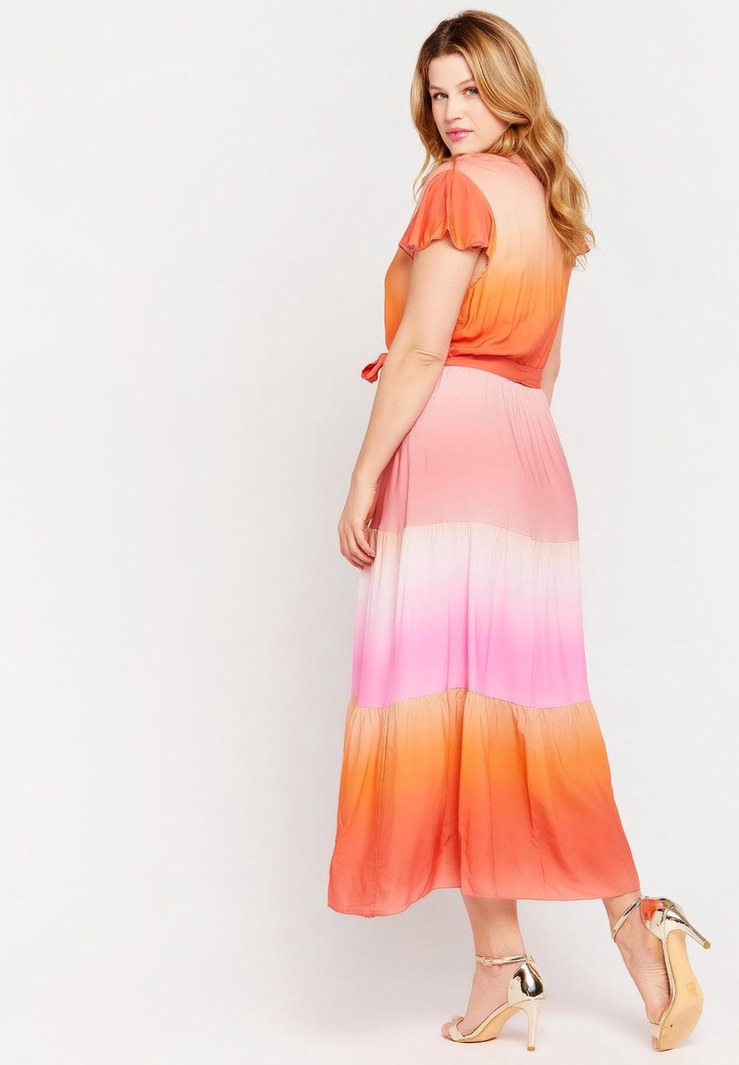 Lange jurk met tie dye print - Veelkleurig