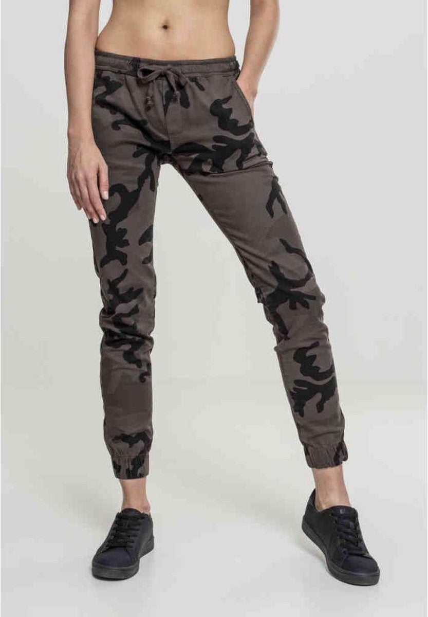 Urban Classics Dames joggingbroek -3XL- Camo Zwart/Zwart