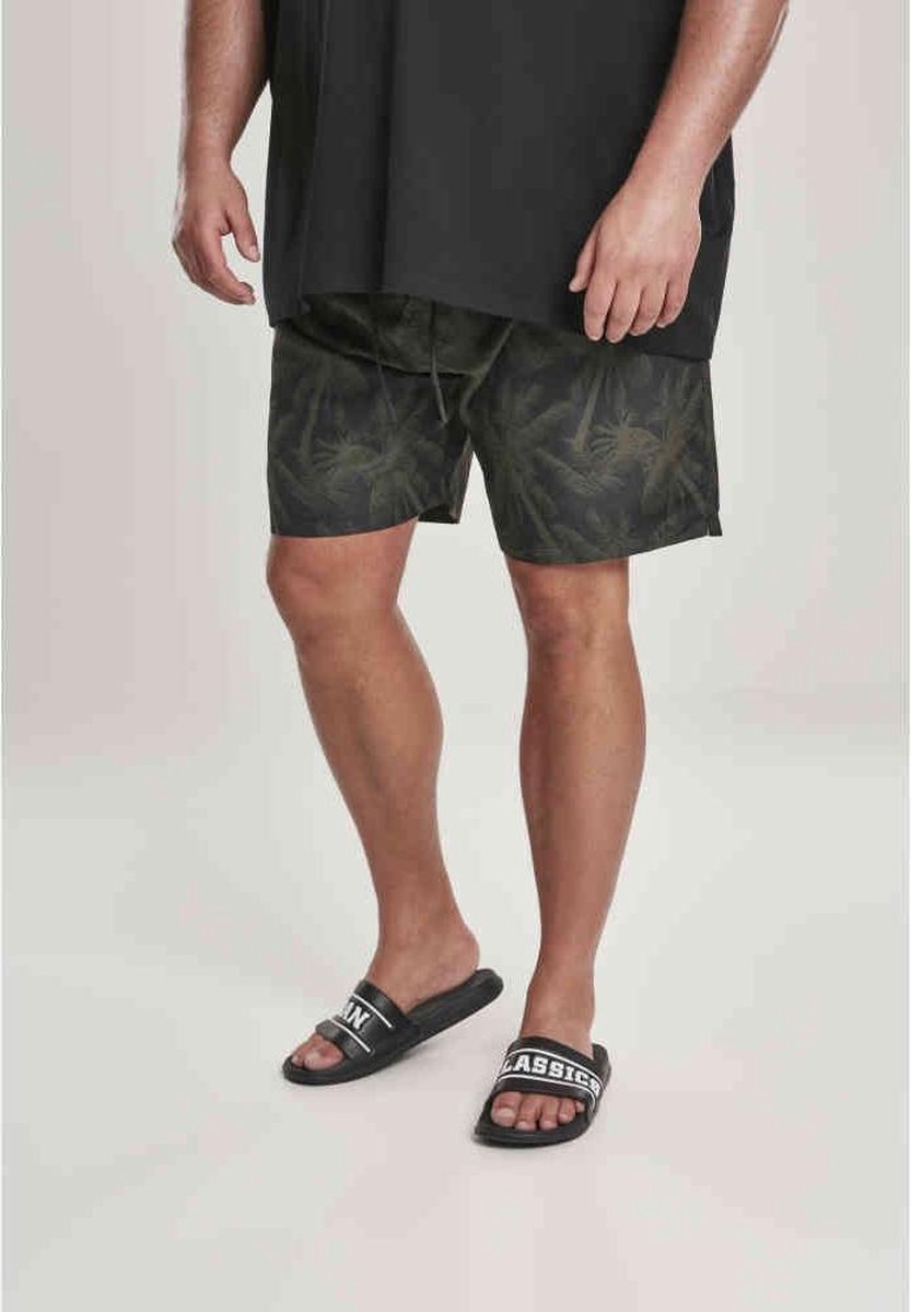 Urban Classics Zwemshorts -4XL- Palm Zwart/Groen