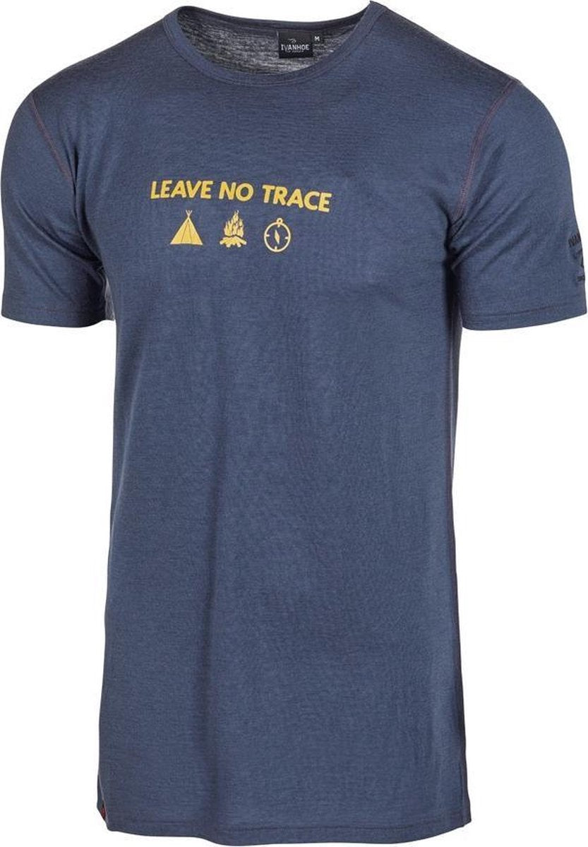Ivanhoe T-shirt Agaton Trace Heren Merinowol Donkerblauw Maat M