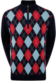 FootJoy Wool Blend Lined Argyle 1/2 Zip Sweater - XL