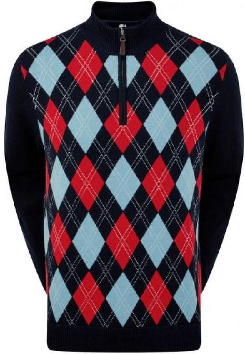 FootJoy Wool Blend Lined Argyle 1/2 Zip Sweater - XL