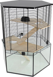 Interzoo Vision Hexo Hamsterkooi excl. standaard - Zwart - 38x44