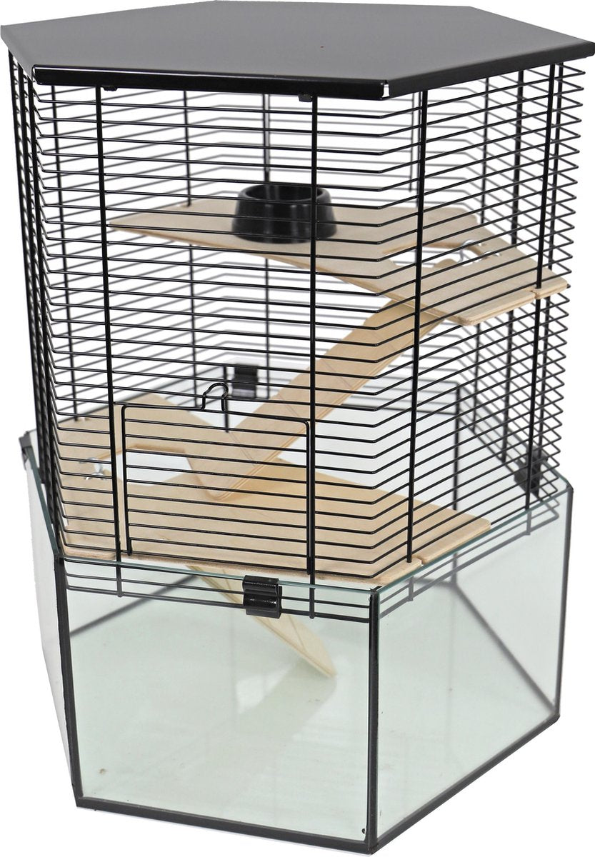 Interzoo Vision Hexo Hamsterkooi excl. standaard - Zwart - 38x44