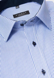 ETERNA comfort fit overhemd - twill heren overhemd - blauw met wit gestreept (blauw contrast) - Strijkvrij - Boordmaat: 52
