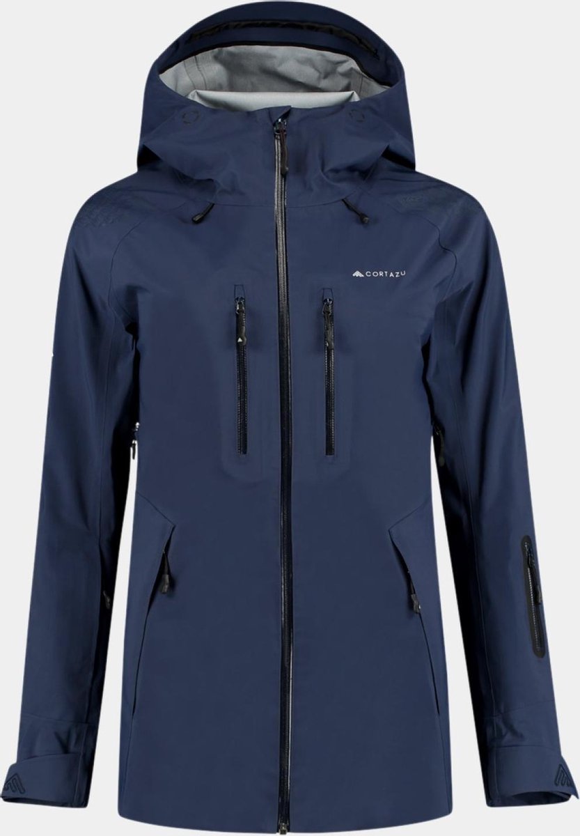 Cortazu Mountain Hard Shell Jas  Donker Blauw | Dames warme outdoor jas waterdicht & winddicht met capuchon