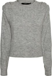 Vero Moda Dames TIGO LS O-NECK BLOUSE Medium Grijs Trui - Maat L