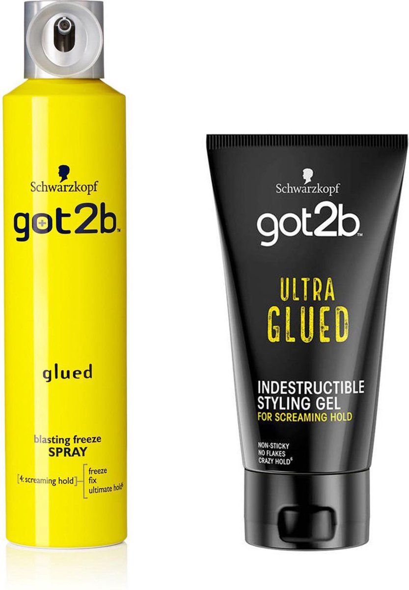 [Combo] Schwarzkopf got2b Glued Extreme Freeze Haarspray  & Got2B ultra glued/ook voor pruiken