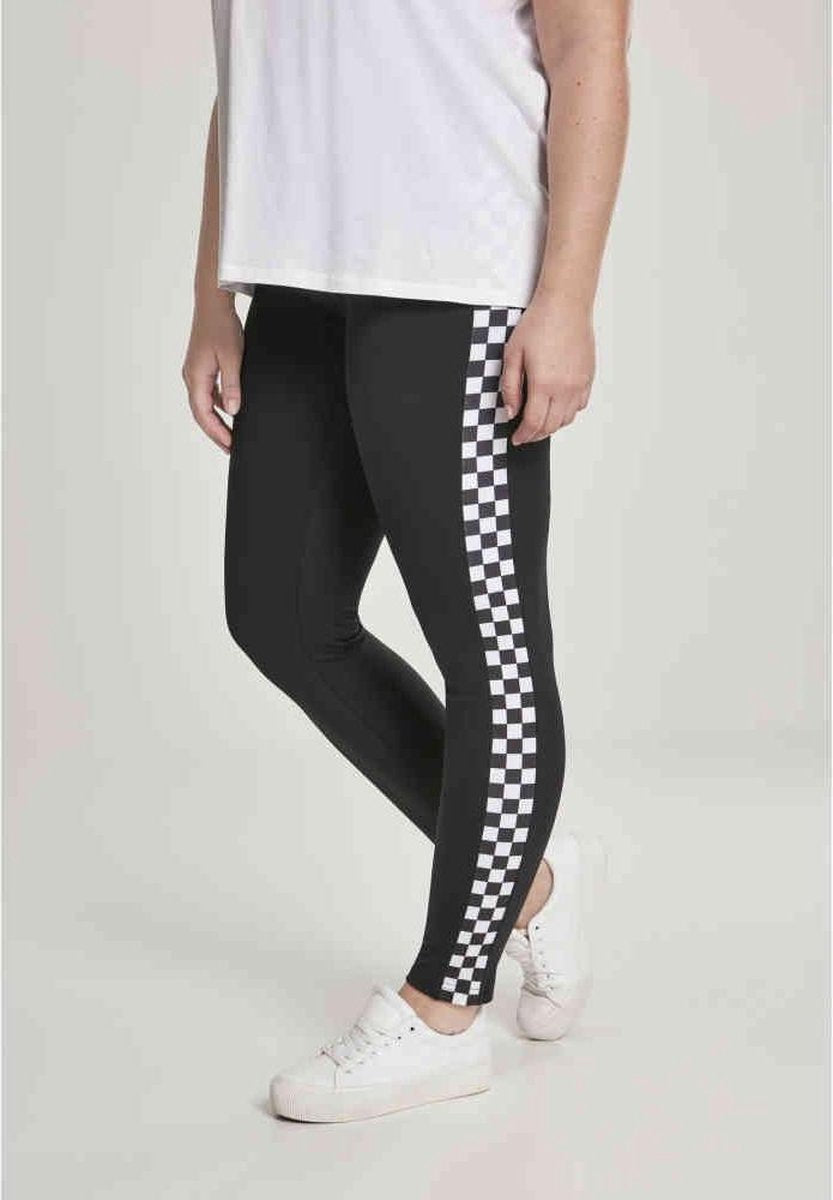 Urban Classics Legging -M- Check Zwart Wit Geblokt Zwart