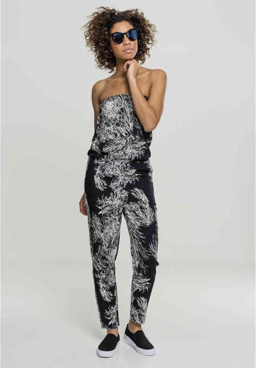 Urban Classics Jumpsuit -M- Viscose Bandeau Zwart/Wit