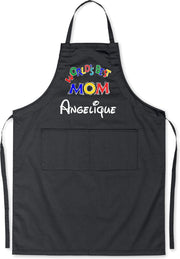 Mijncadeautje - Schort - World's Best Mom - voornaam -mooie en exclusieve keuken- of barbecueschort - zwart