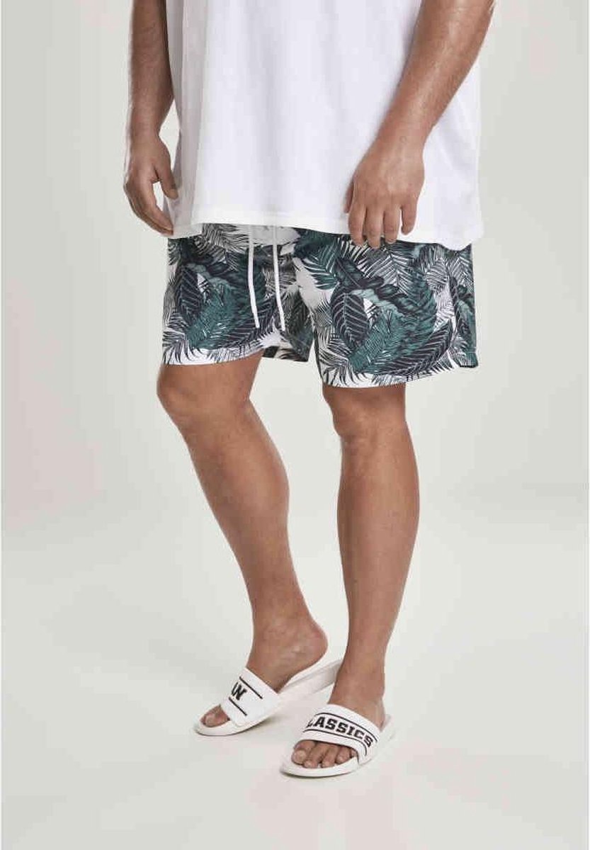 Urban Classics Zwemshorts -M- Palm Wit/Groen