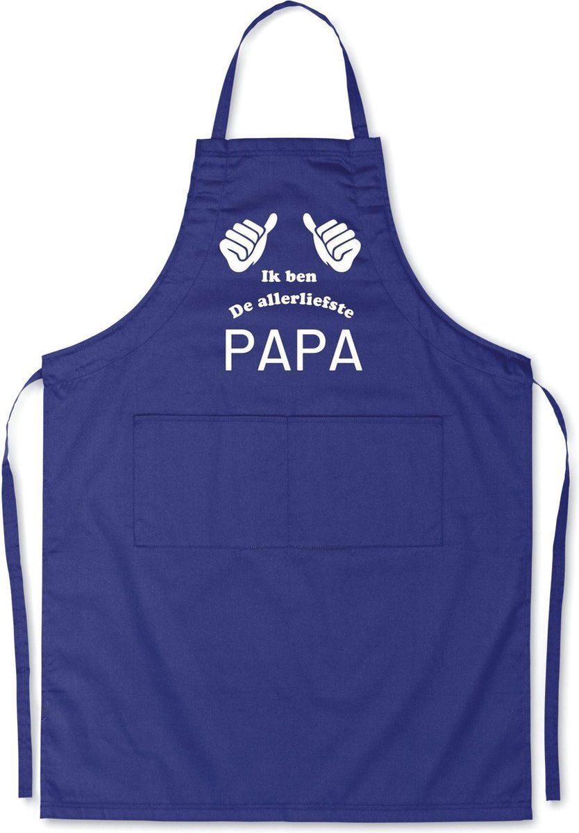 Mijncadeautje - Luxe keukenschort - Allerliefste Papa - 2 duimen - Blauw