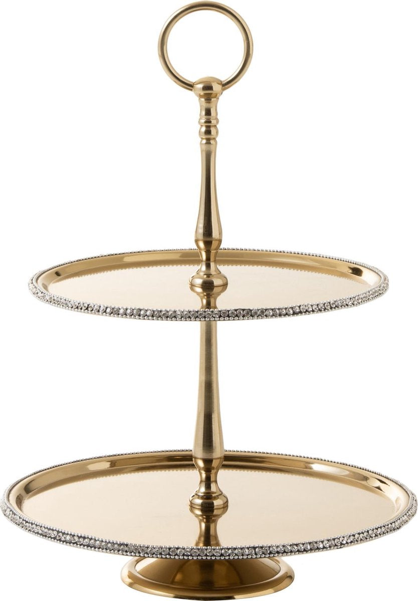 J-Line Plateau 2Niveau Juweel Aluminium Goud