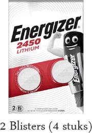 4 stuks (2 blisters a 2 stuks) Energizer Lithium CR2450 Knoopcel 3V