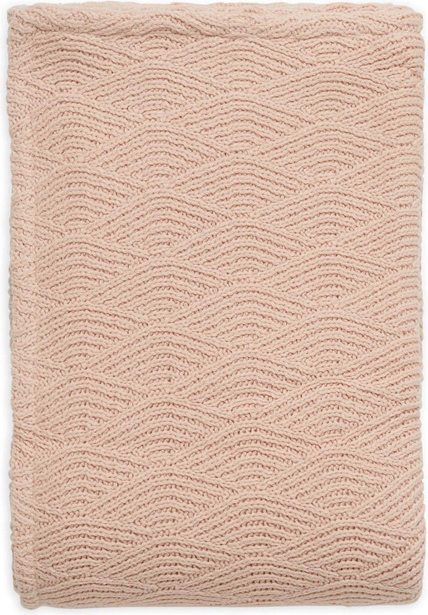 Deken 75x100cm River knit pale pink/coral fleece