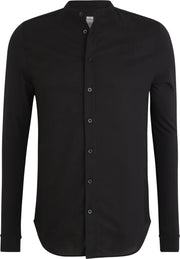 SIKSILK GRANDAD COLLAR JERSEY SLEEVE FITTED SHIRT