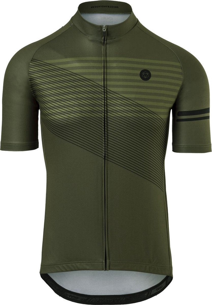 AGU Striped Fietsshirt Essential Heren - Groen - M